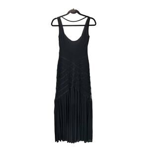 Tadashi Black Mermaid Dress Gown Sheer Front Drape Back Size Small